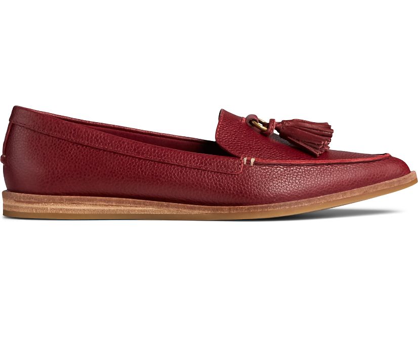 Sperry Saybrook Slip On Tumbled Leather Loafers - Women's Loafers - Dark Red [HI1537209] Sperry Top